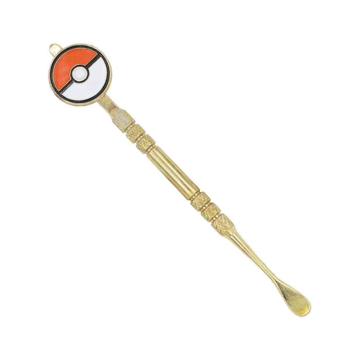 Handy stainless steel dab tool smoking accessory textured middle part for easy grip with Pokeball Pokeman design on handle