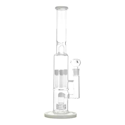 White Huge 17-inch glass quad octo percolated bong smoking device 4 tree percs, matrix perc and UFO perc sleek look