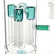 Teal Huge 17-inch glass quad octo percolated bong smoking device close up to 4 tree percolators