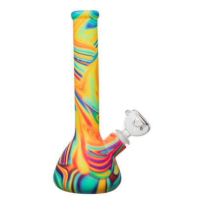 Rainbow Silicone Beaker Bong - 8.5in Swirl