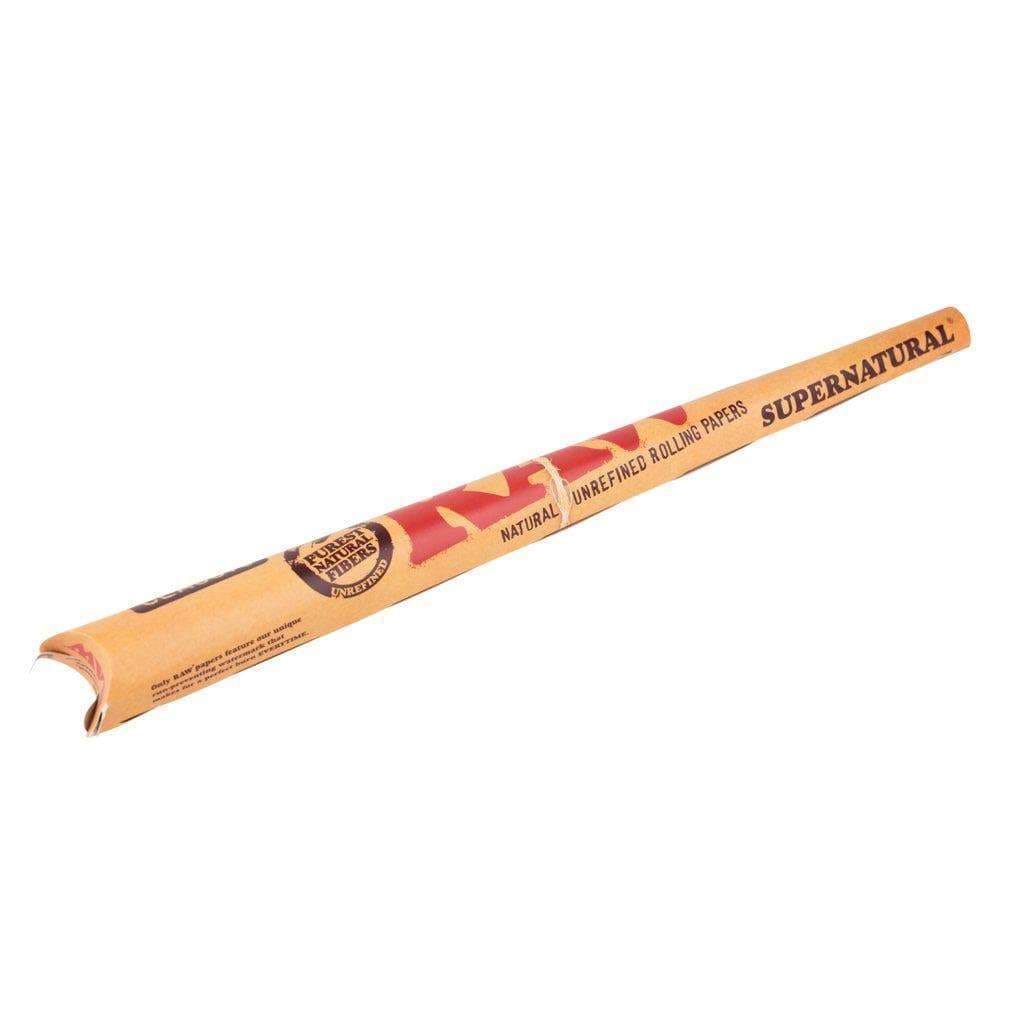 Pre-rolled classic RAW supernatural 1 foot cone papers wide in a unique cone shape and wooden rustic style