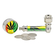 3-piece travel-friendly kit complete set of mini grinder, metal pipe, five screens in compact case with weed in rasta colors