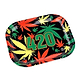 Colored mini rolling tray smoking accessory with a funky rasta weed leaf design and 420 numbers in the middle