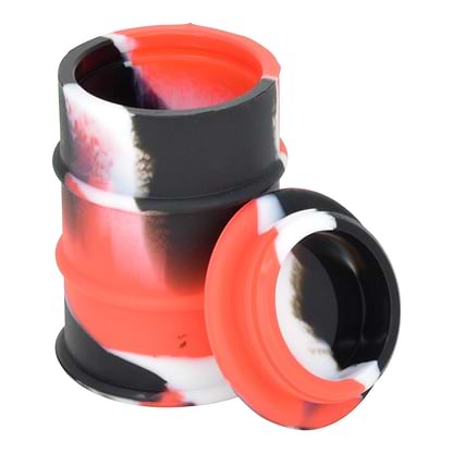 Pocket-friendly silicone wax container smoking accessory with classy swirling colors and drum container barrel look and shape