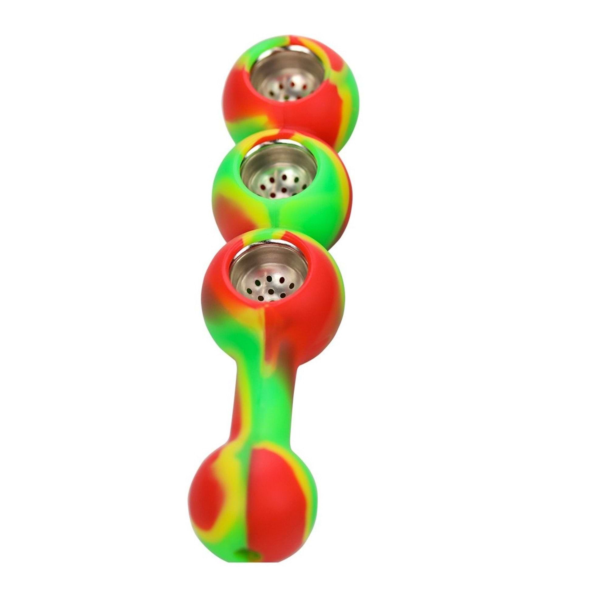 Silicone Three Bowl Hand Pipe - 6in - Everything 420