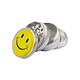 Cute metal herb grinder smoking accessory 4 parts interlocking pegs smooth metallic fun smiley emoticon emoji on lid
