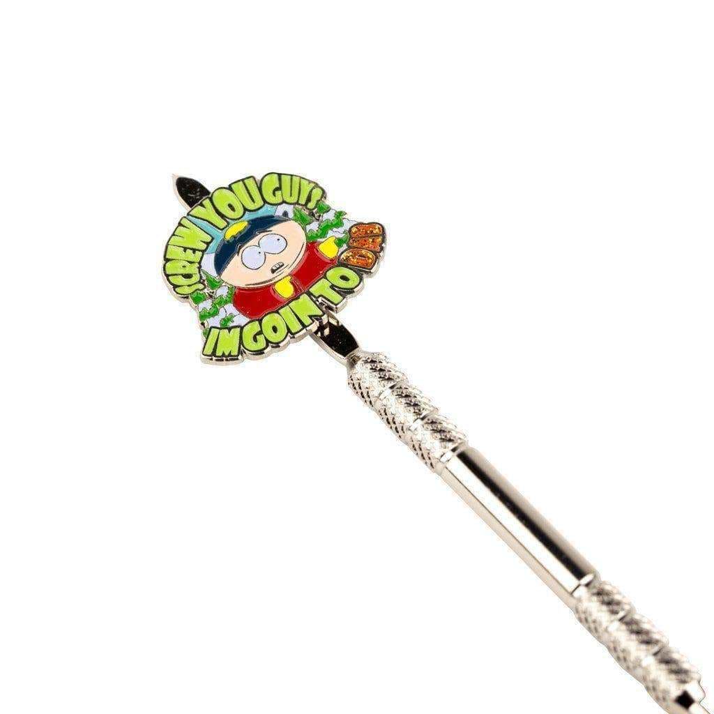 Handy stainless steel dab tool smoking accessory textured middle part for easy grip South Park design on handle