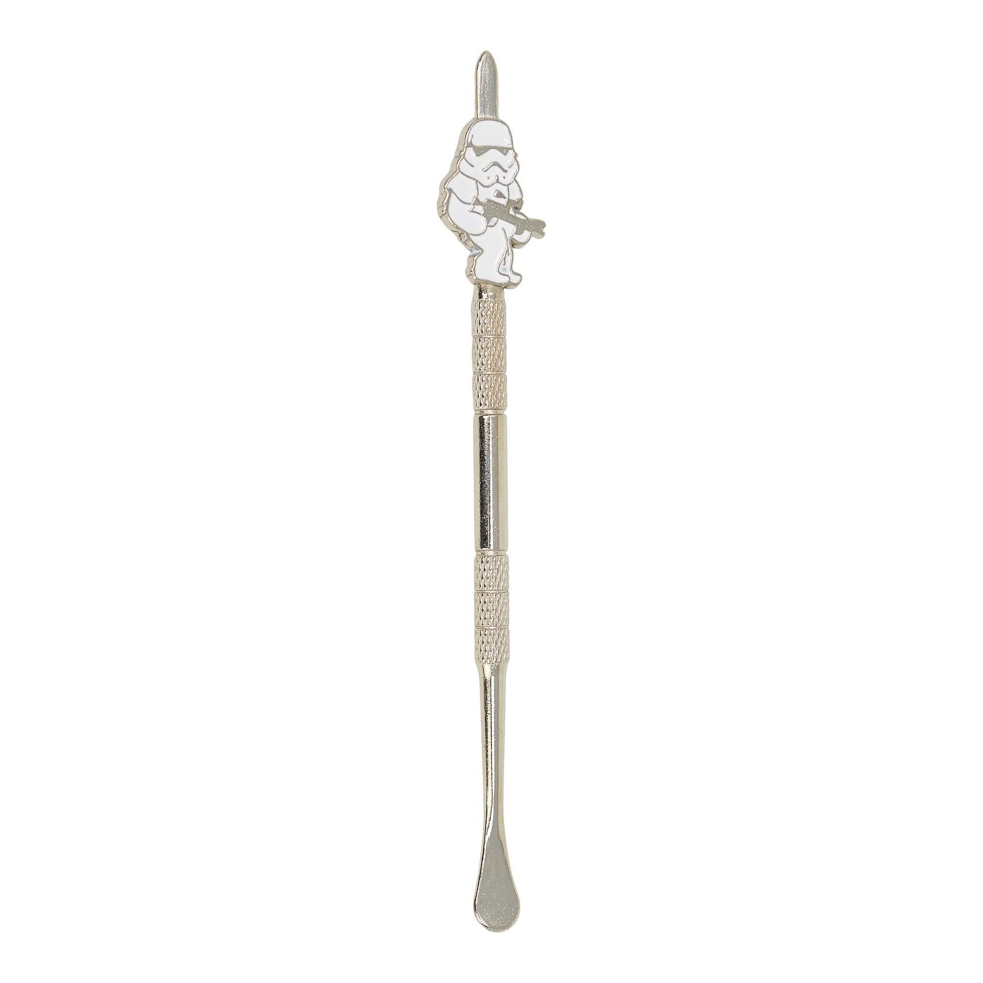 Handy metal dab tool smoking accessory dabber with textured handle in dope Star Wars Stormtrooper design on the handle