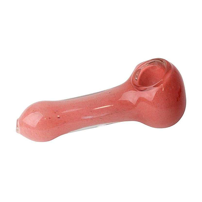 Cute 3.5-inch compact glass pipe smoking device with hammer shape in subtle pink strawberry color smooth body for easy grip
