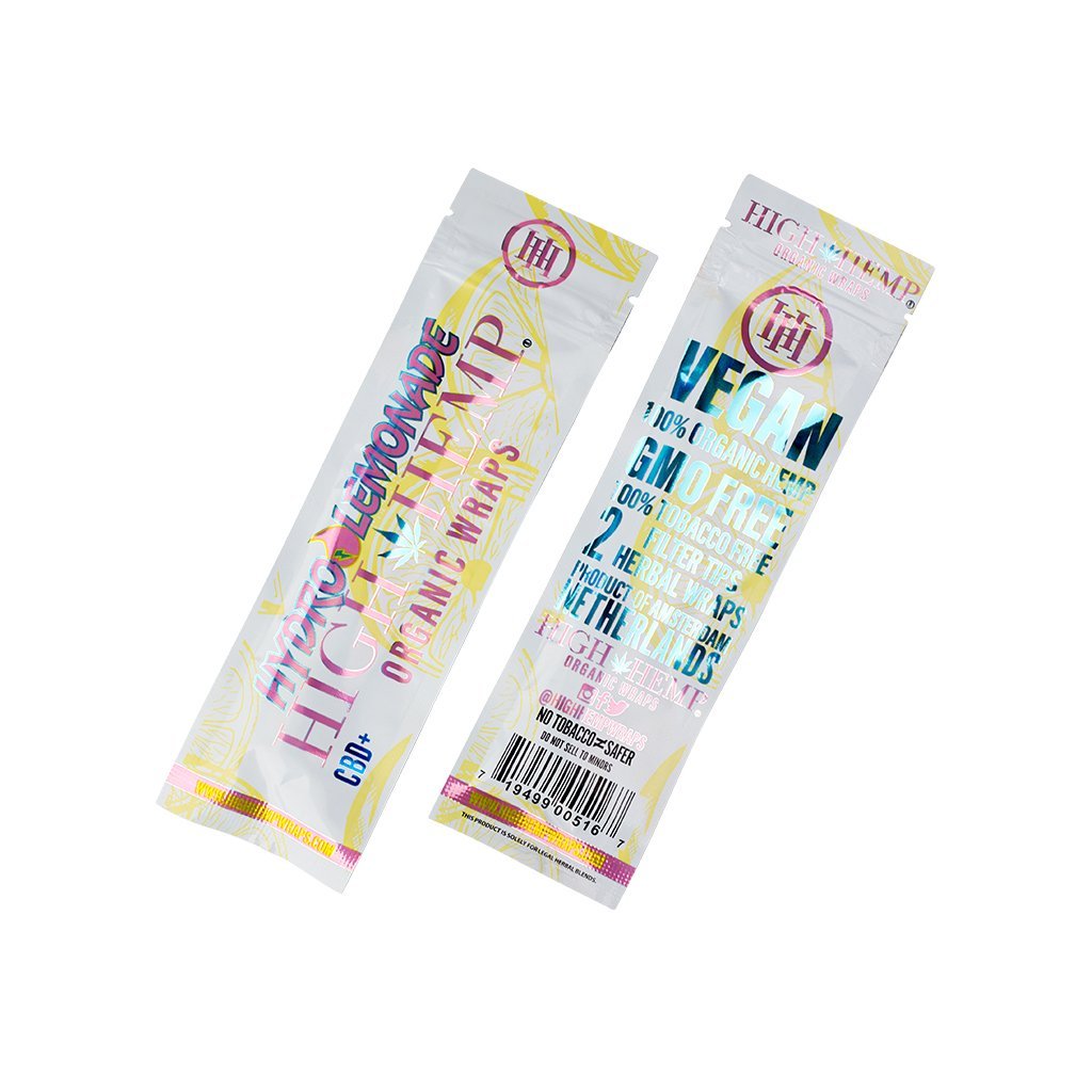 2 packs of additive-free high hemp 100% organic wraps with filter weed leaf design