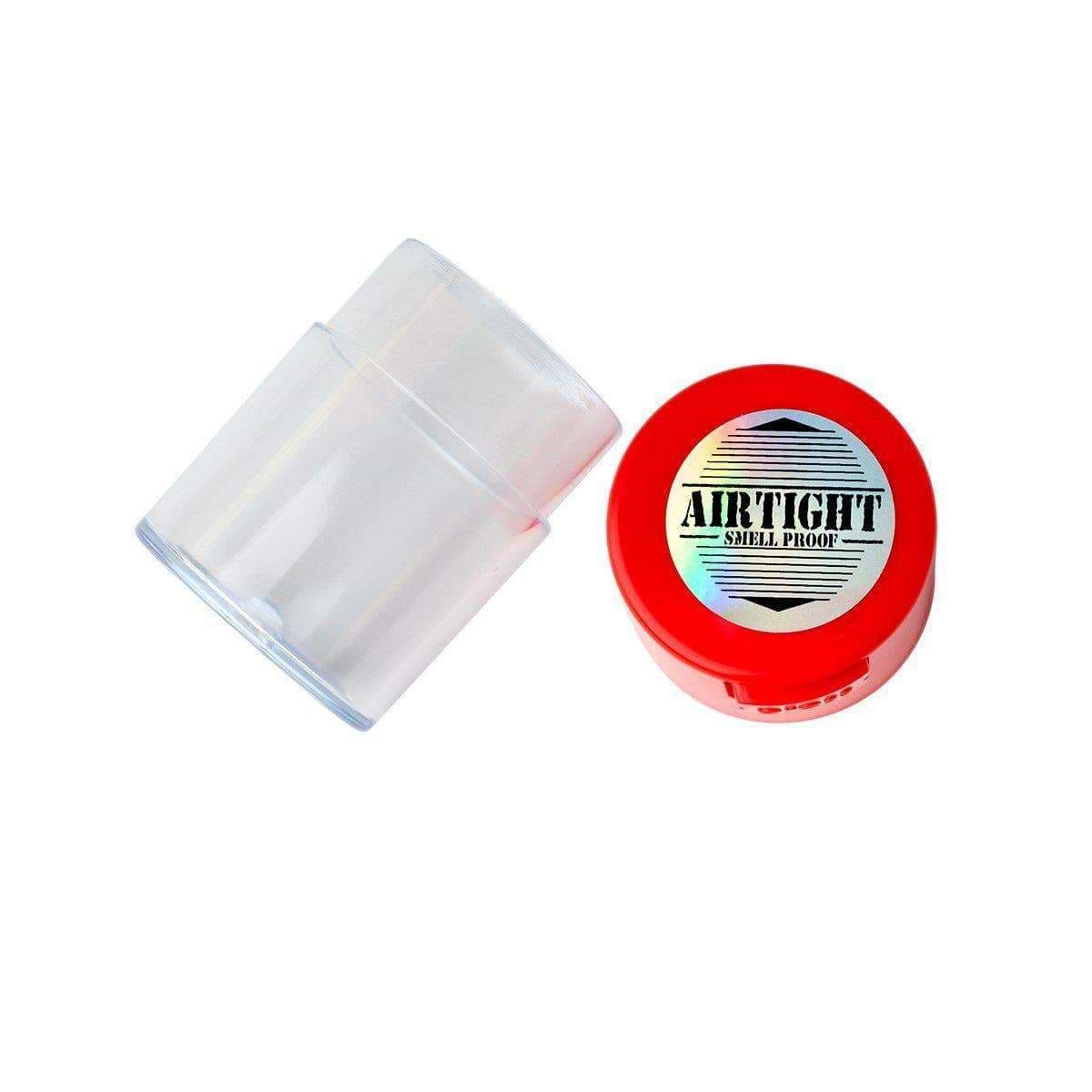 opened airtight Tightvac herb storage clear body vacuum seal keep herbs fresh and moisture-free airtight label on red lid