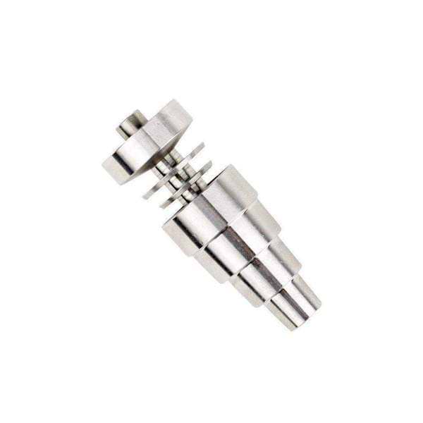 Durable domeless titanium nail dab tool universally fits all male and female joints with a textured layered design