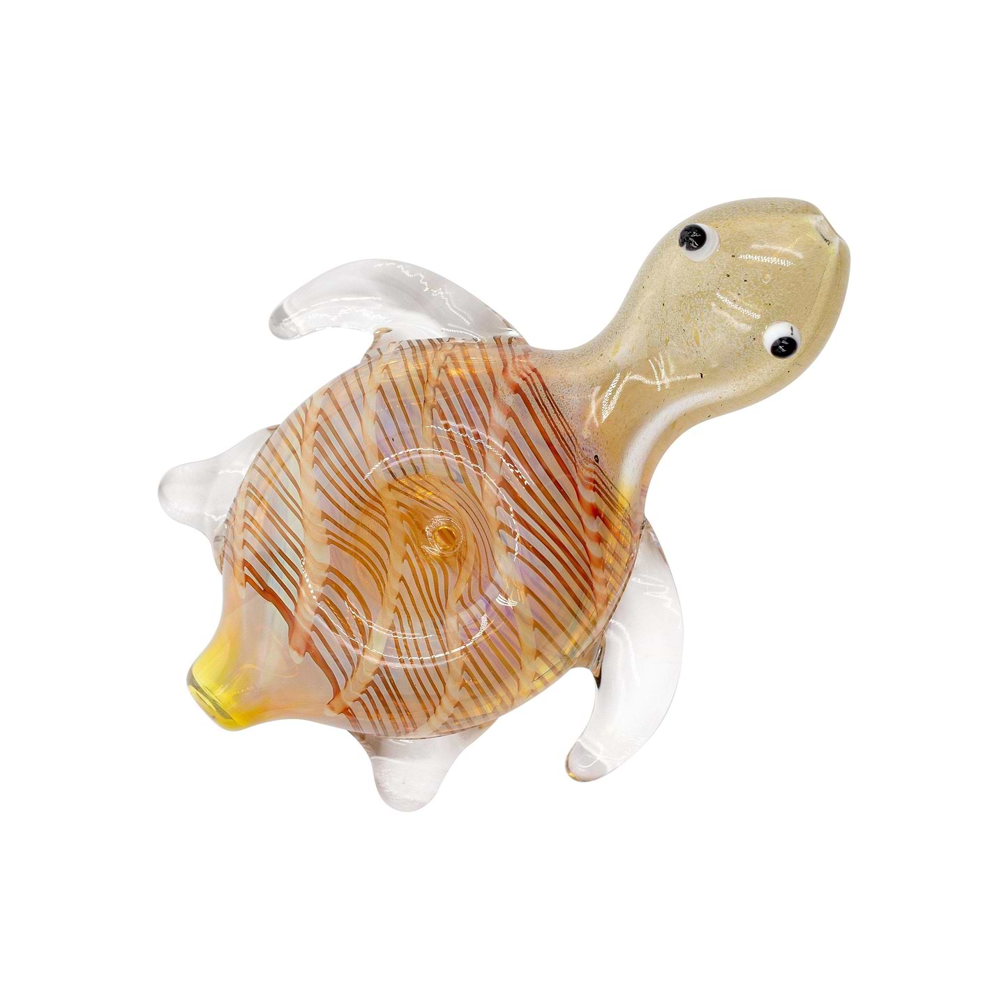 4.5-inch glass hand pipe smoking device with look and shape of a turtle and cute swirl texture