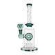 Teal 10-inch glass bong smoking device with 360-degree disk percolator in elegant twisting design