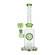 Green 10-inch glass bong smoking device with 360-degree disk percolator in elegant twisting design