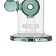 Teal close up 10-inch glass bong smoking device with 360-degree disk percolator in elegant twisting design