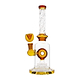 Amber 10-inch glass bong smoking device with 360-degree disk percolator in elegant twisting design