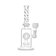 White 10-inch glass bong smoking device with 360-degree disk percolator in elegant twisting design