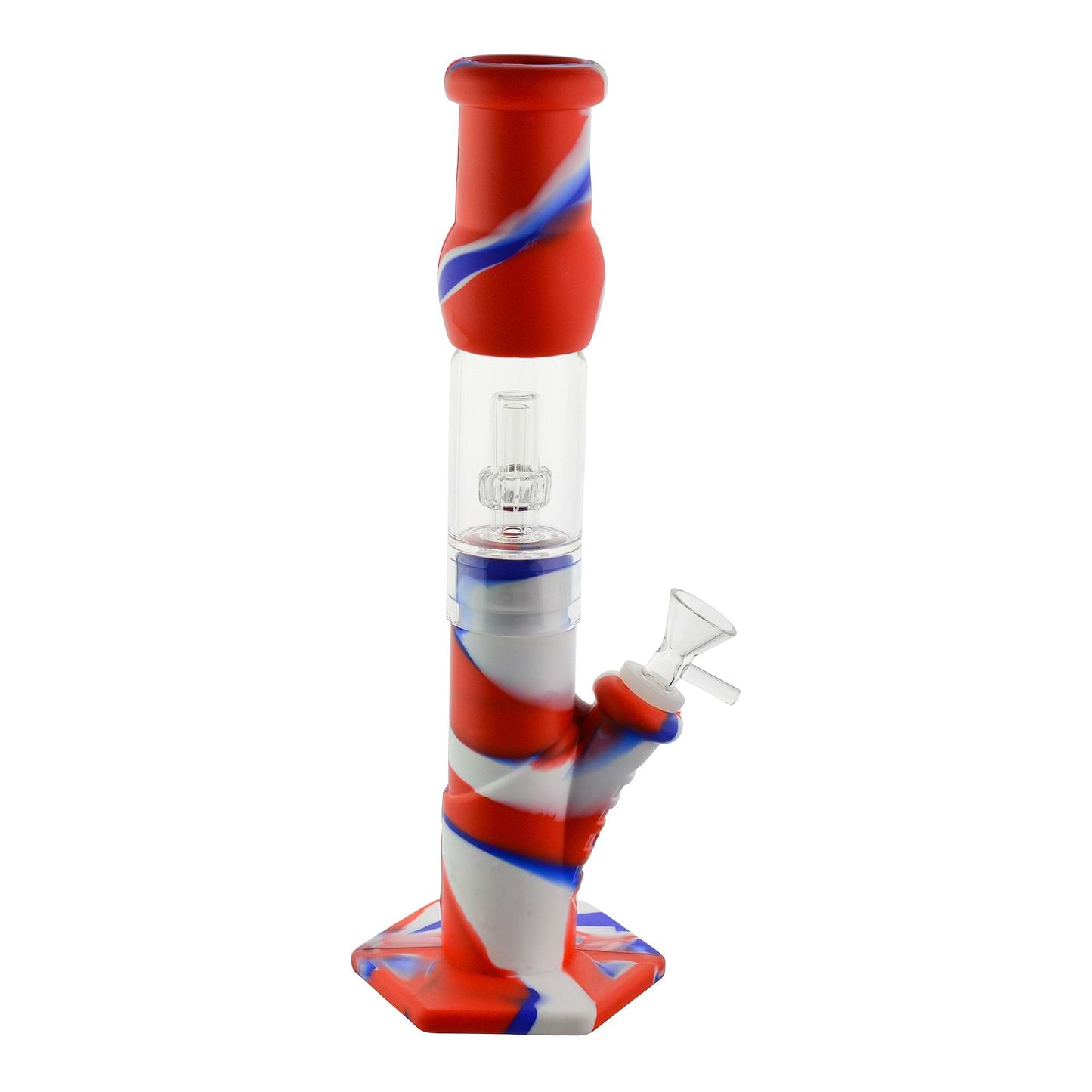 Two-part Showerhead Perc Silicone Bong - 12.5in Blue / Red