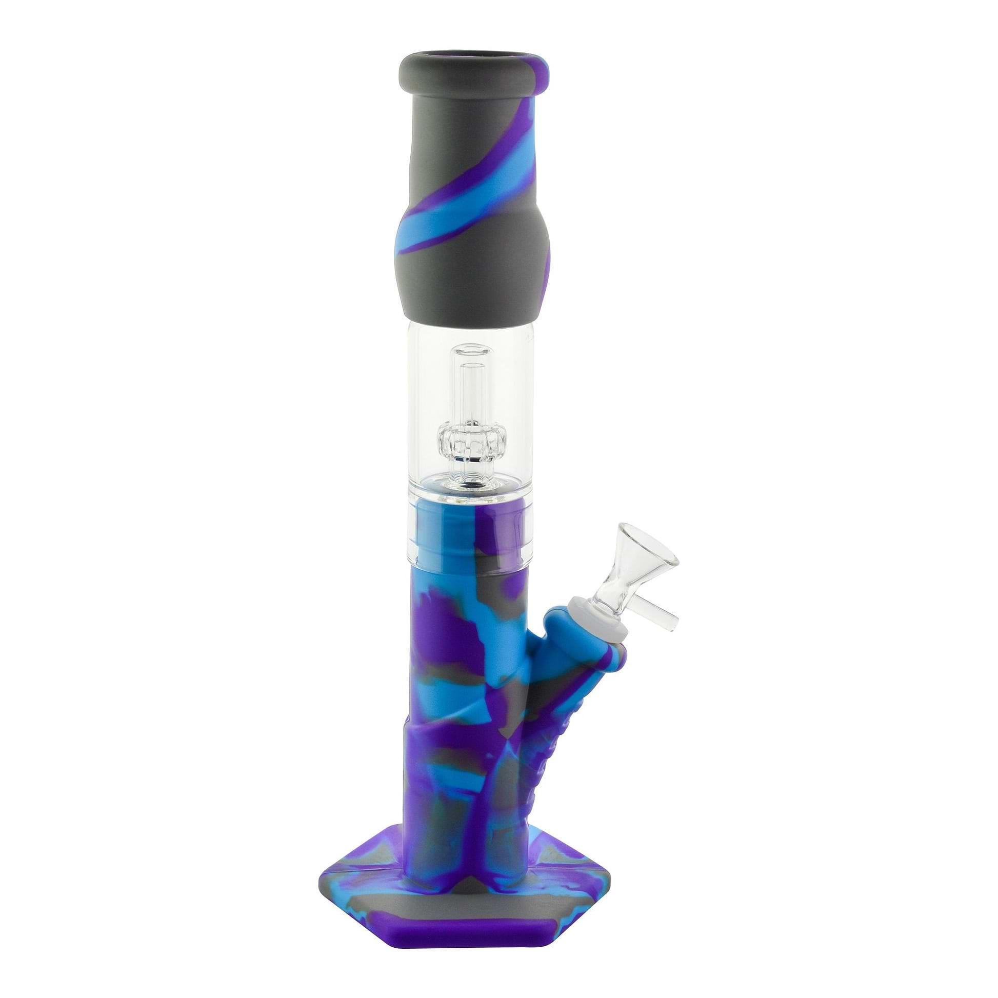 Two-part Showerhead Perc Silicone Bong - 12.5in Purple / Gray