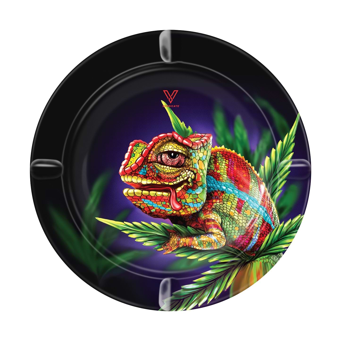 V Syndicate Cloud 9 Chameleon Round Metal Ashtray - 5in