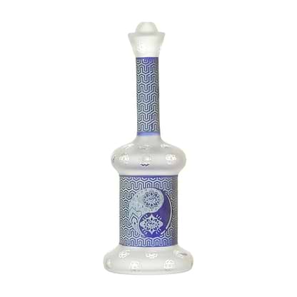9-inch cylinder bong smoking device built-in downstem with Eastern Art design on frosted glass floral print