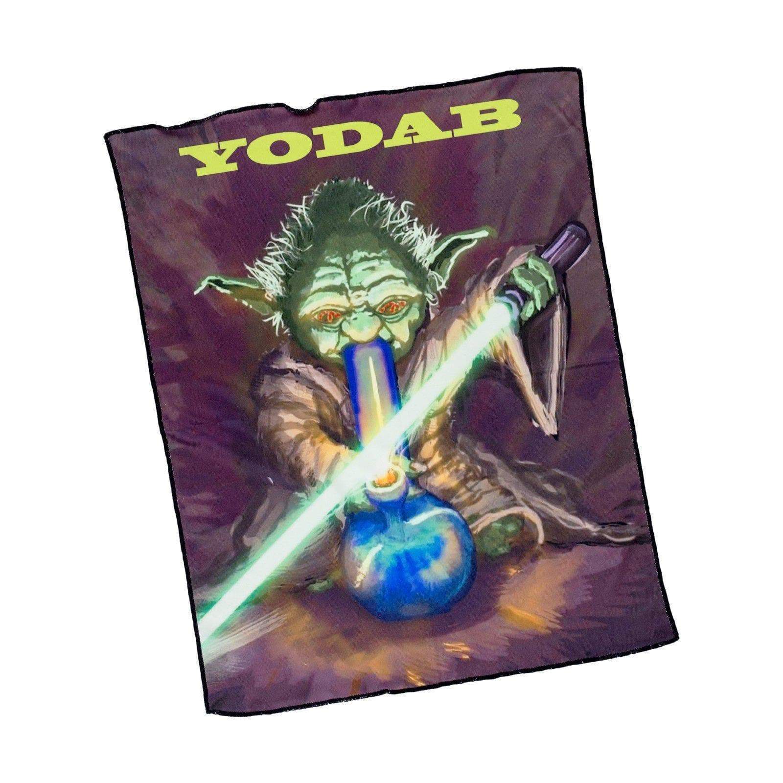 Dab rag cleaning cloth smoking accessory with funny Yoda smoking weed while holding lightsaber design