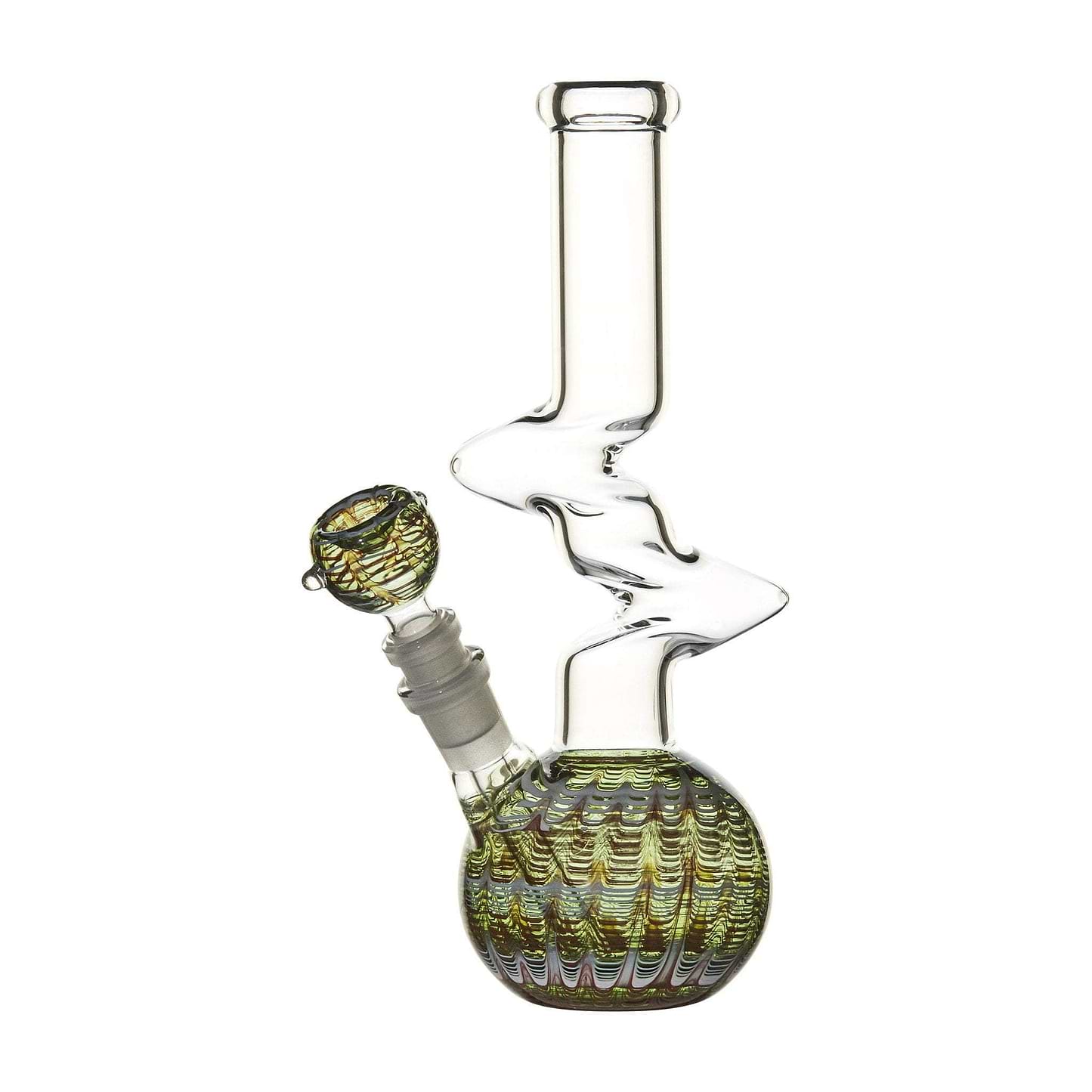 10-inch zong-style glass bong smoking device with kinky shape psychedelic design protruding Z shape