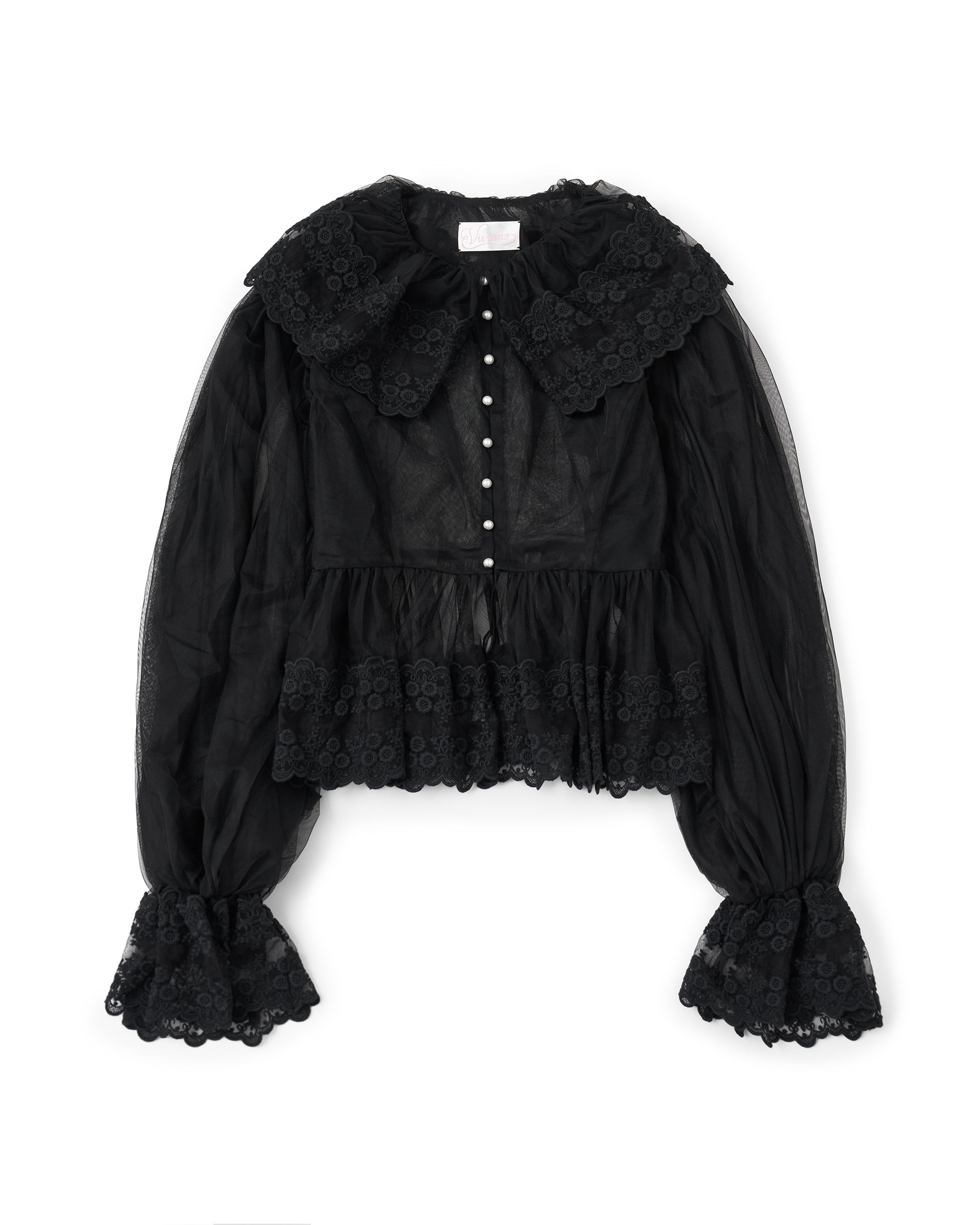 VIVIANO】チュールシュミーズ | シアー シャツ | ブラック | F/STORE