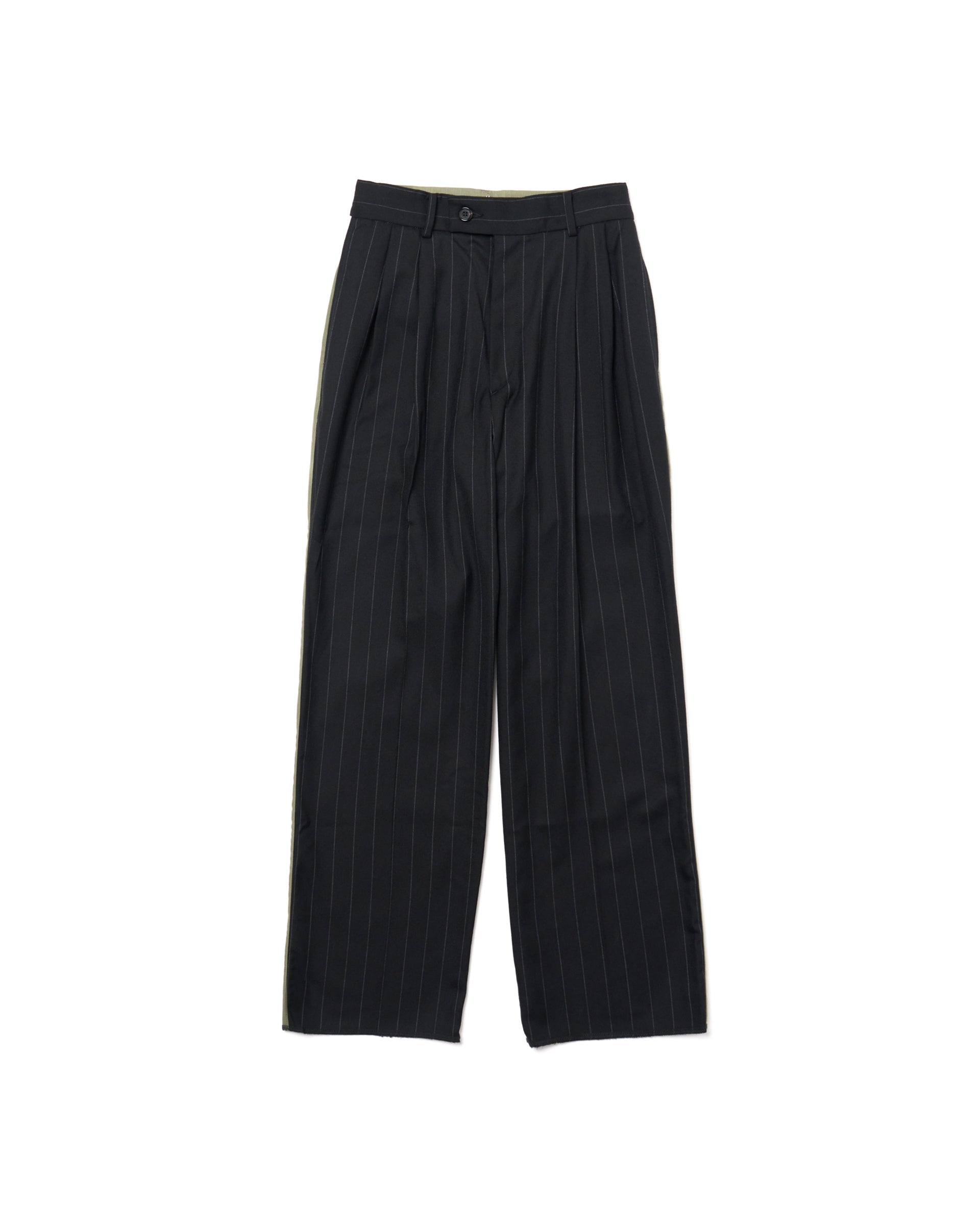 パンツ 25AW INSCRIRE STRIPE WIDE PANTS INSCRIRE】ウールリラックスパンツ グレー | 日本製 スウエット | F