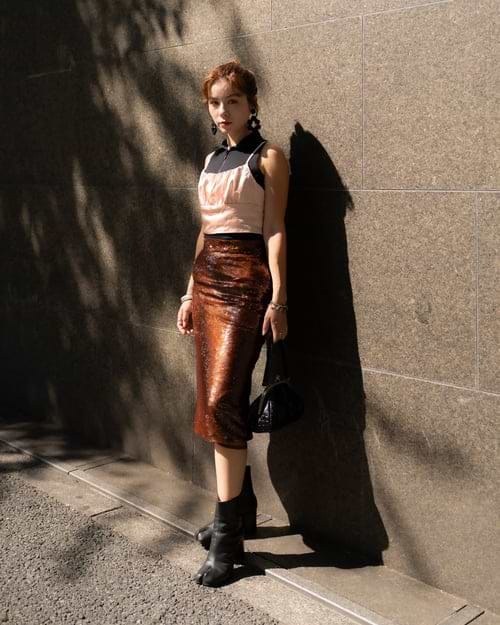 VIVIANO】チュールレイヤードスパンコールスカート – ファッション