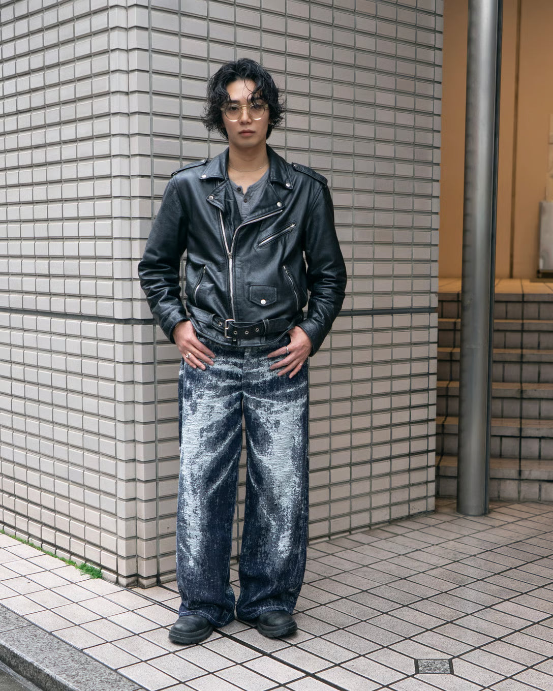 TAAKK】ワイドデニム | 定番人気 | ジャカード 柄 ヴィンテージ | F