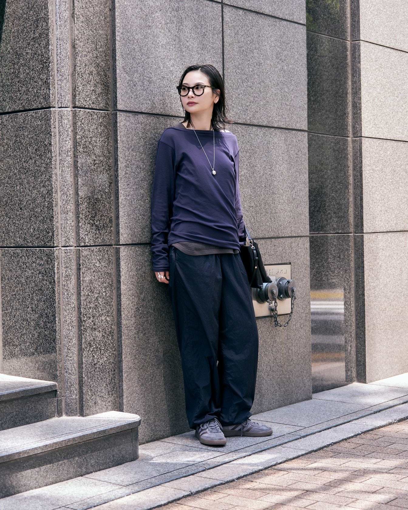 ATON ネイビーパンツ COTTON LINEN VOILE | TWO TUCKED EASY PANTS – ATON | エイトン