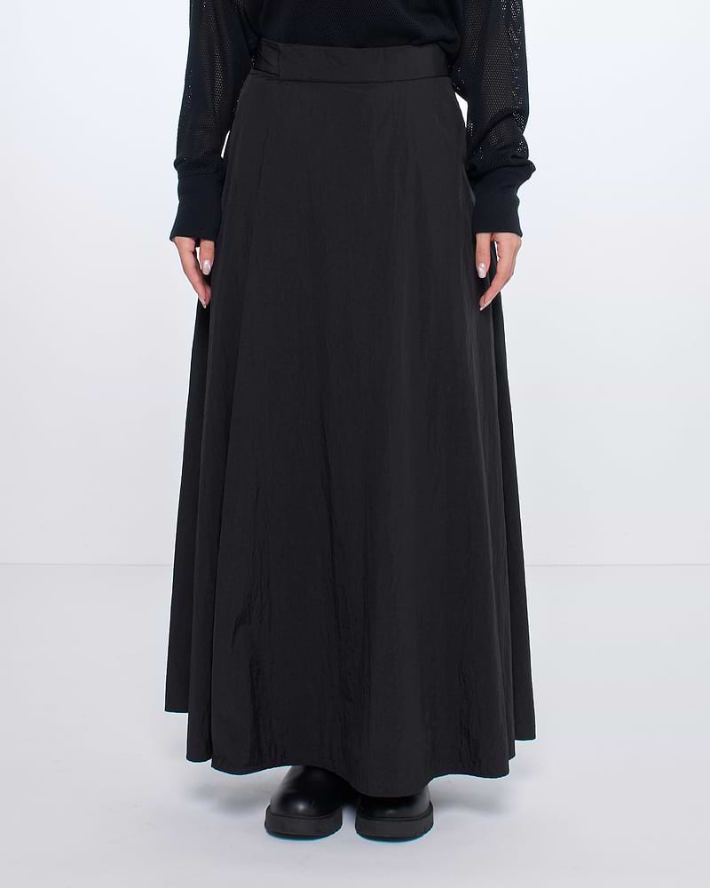 エイトン ATON HAND DYE NYLON フレアスカート 02 黒 /MI □OS  