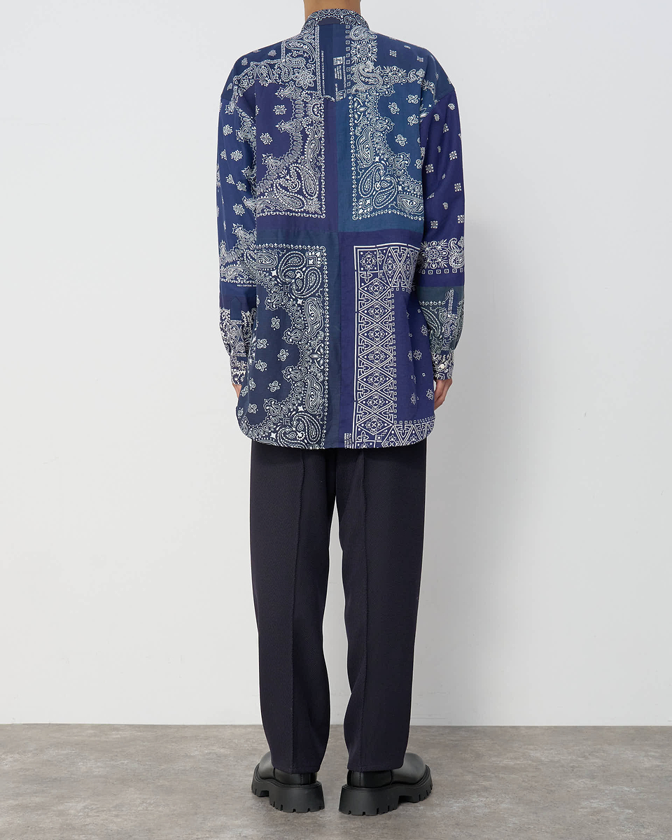 【23AW】バンダナパッチワークロングスリーブシャツ（ネイビー）