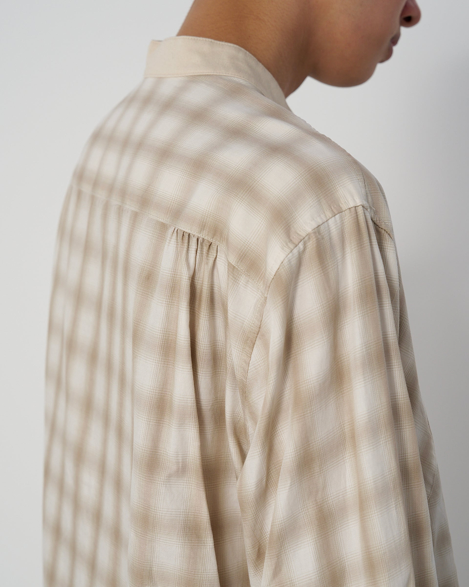 【23AW】バンドカラーチェックシャツ