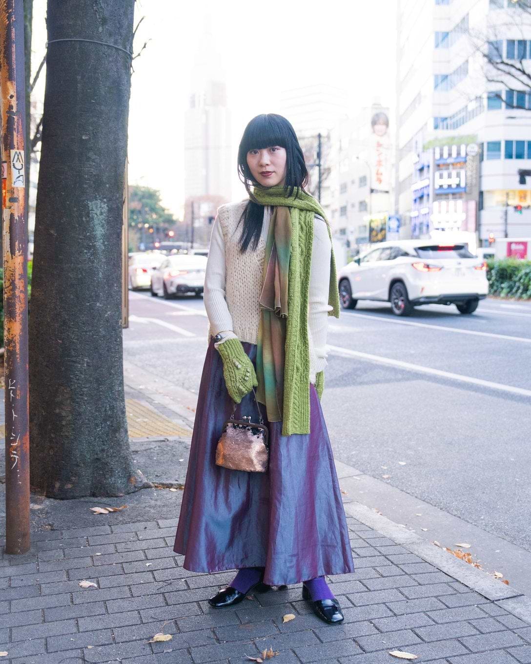 yuki  fujisawa  ニットフードマフラーファッション