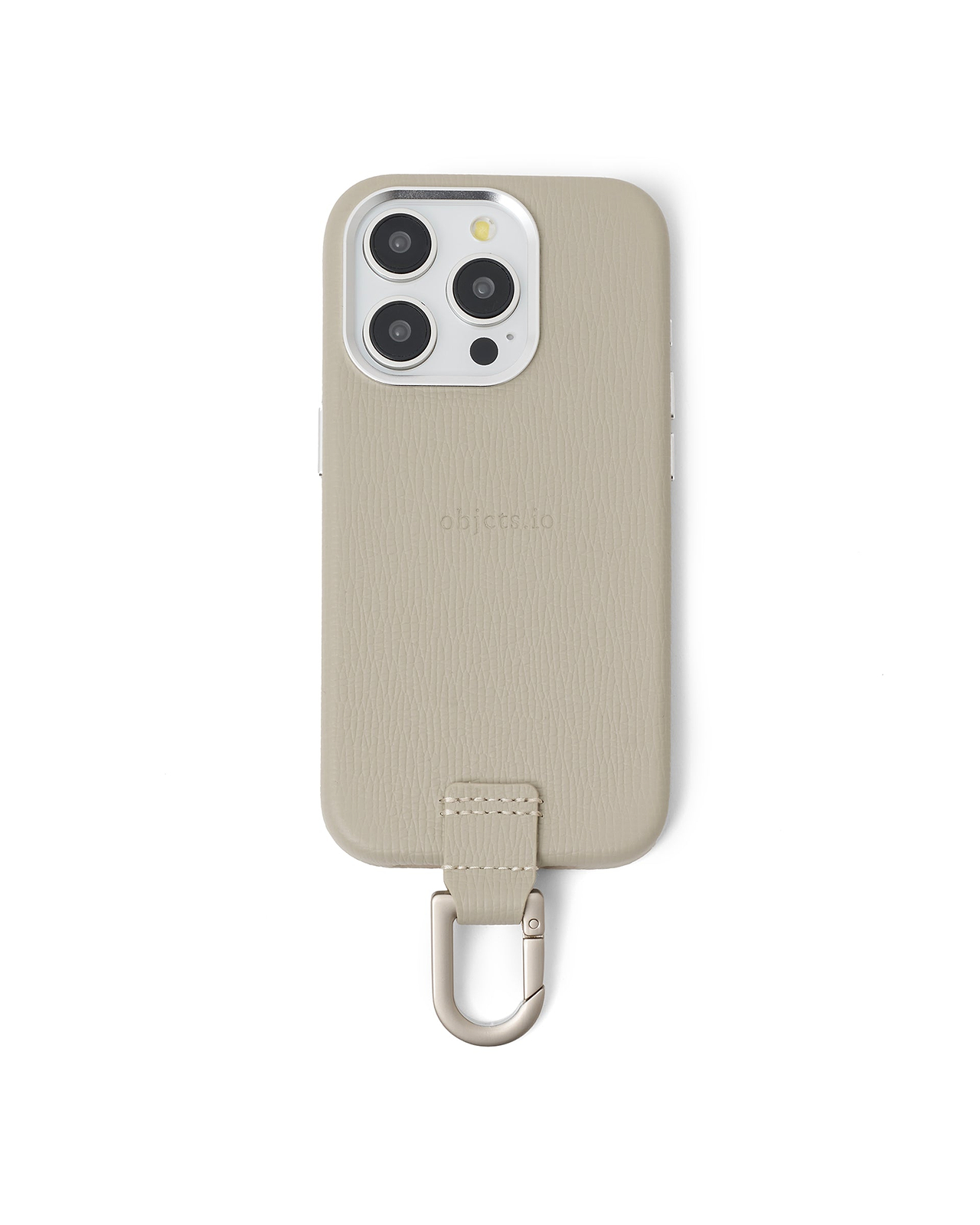 カラビナ付iPhoneケース（ホワイトベージュ）