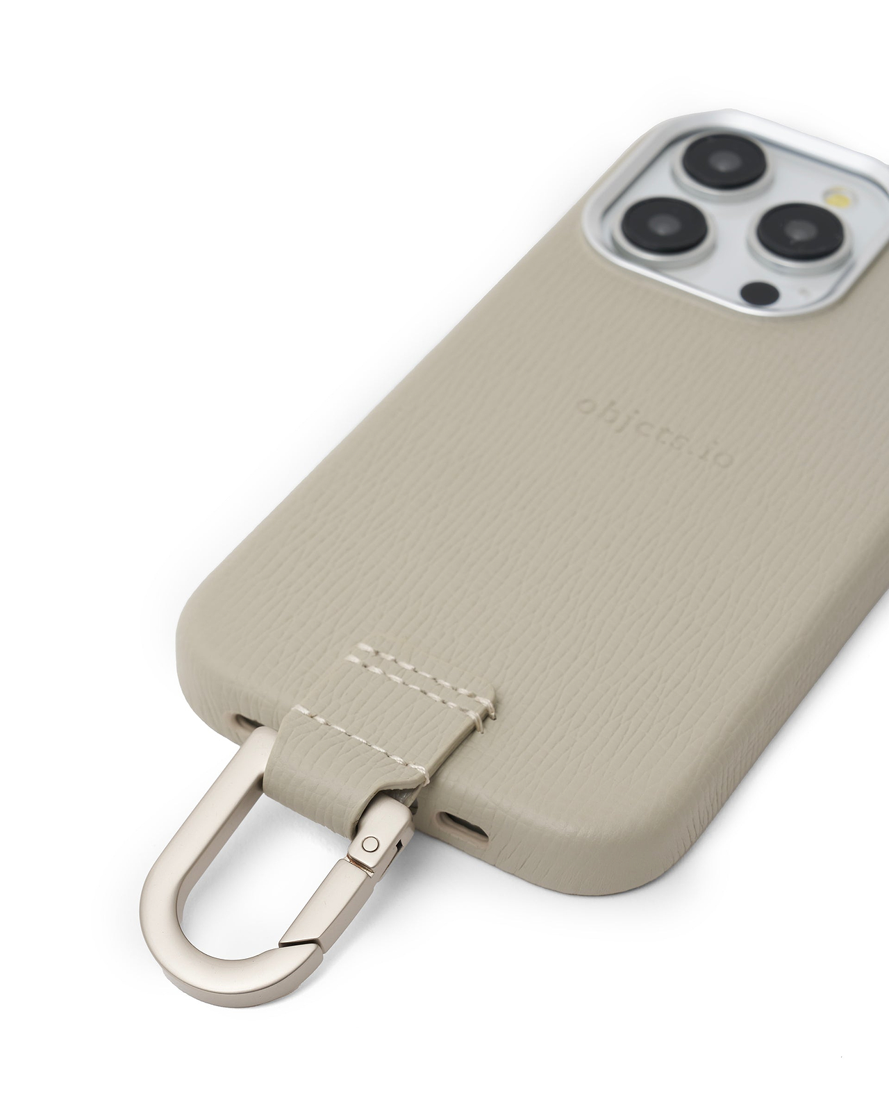 カラビナ付iPhoneケース（ホワイトベージュ）