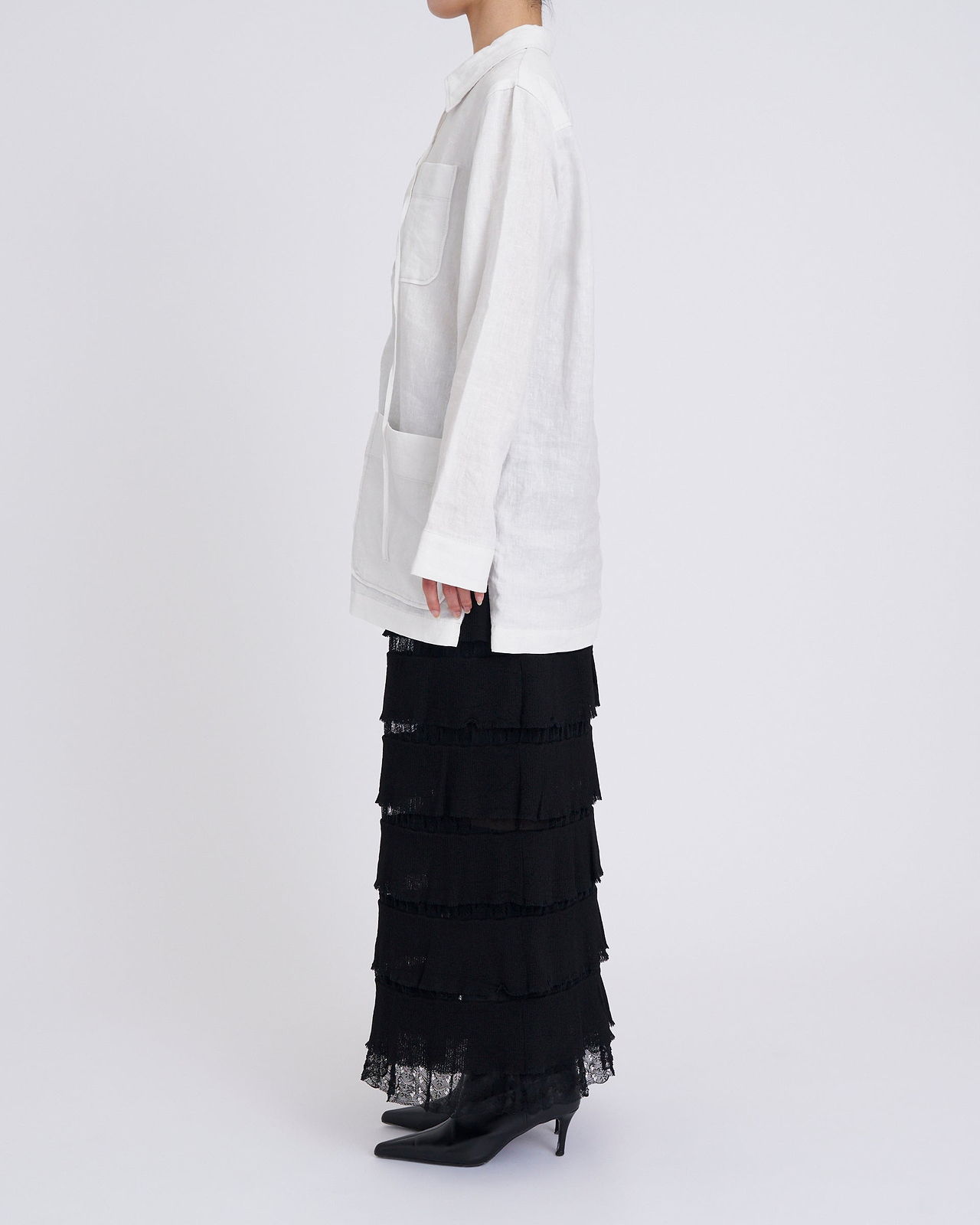 【25SS】リネンレースアップシャツ