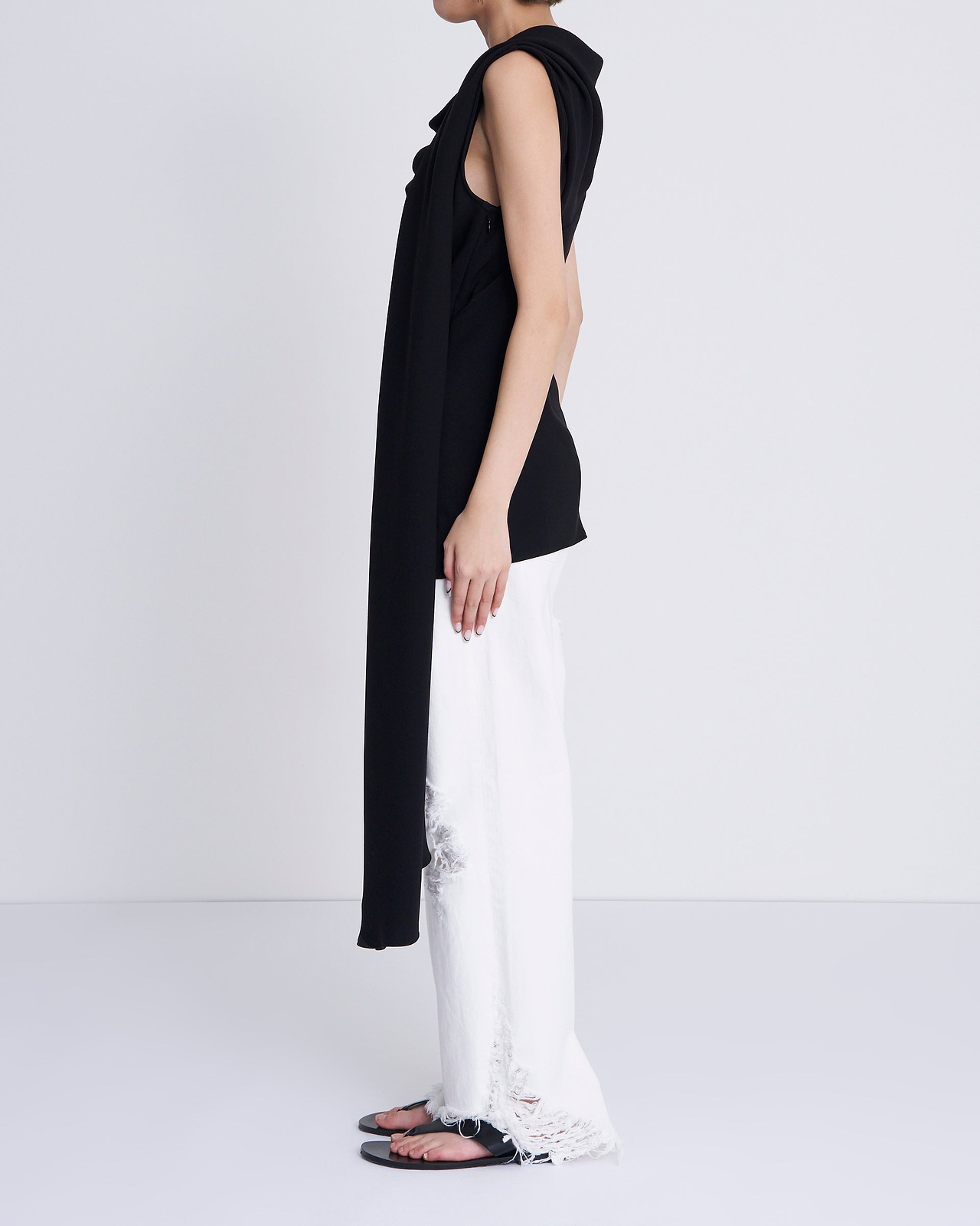 【25SS】スカーフディテールサテントップ