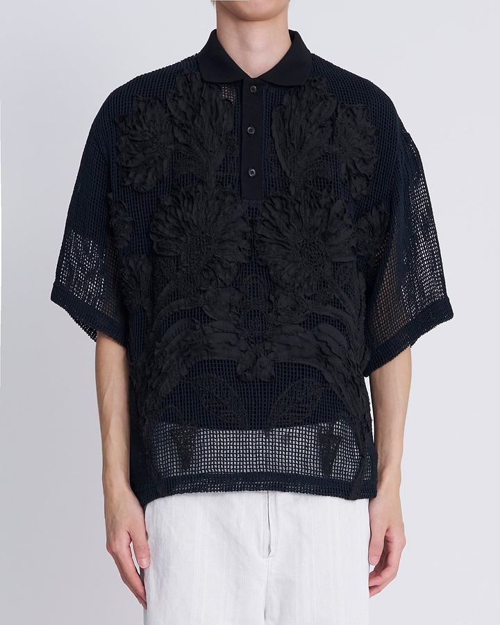 【25SS】メッシュエンブロイダリーポロシャツ