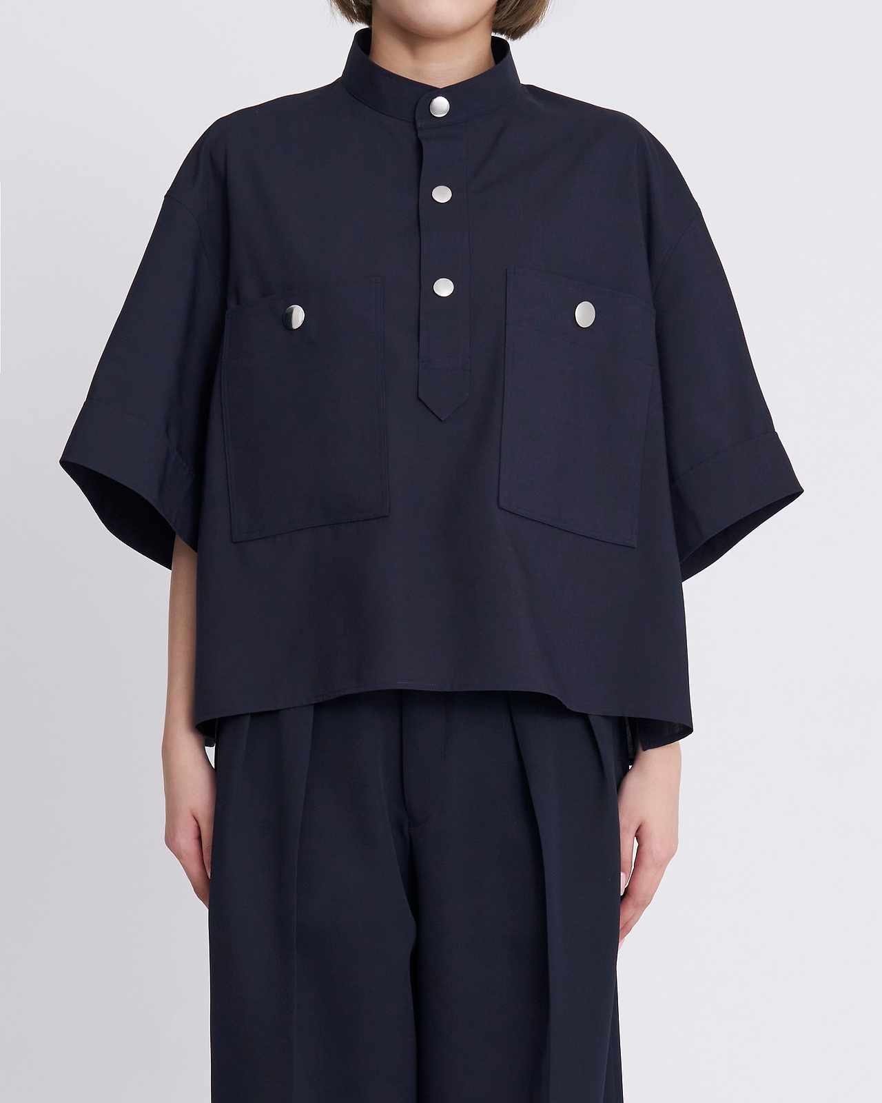 ＜THE RERACS×1LDK×F/STORE＞バンドカラーUSプルオーバーショートシャツ