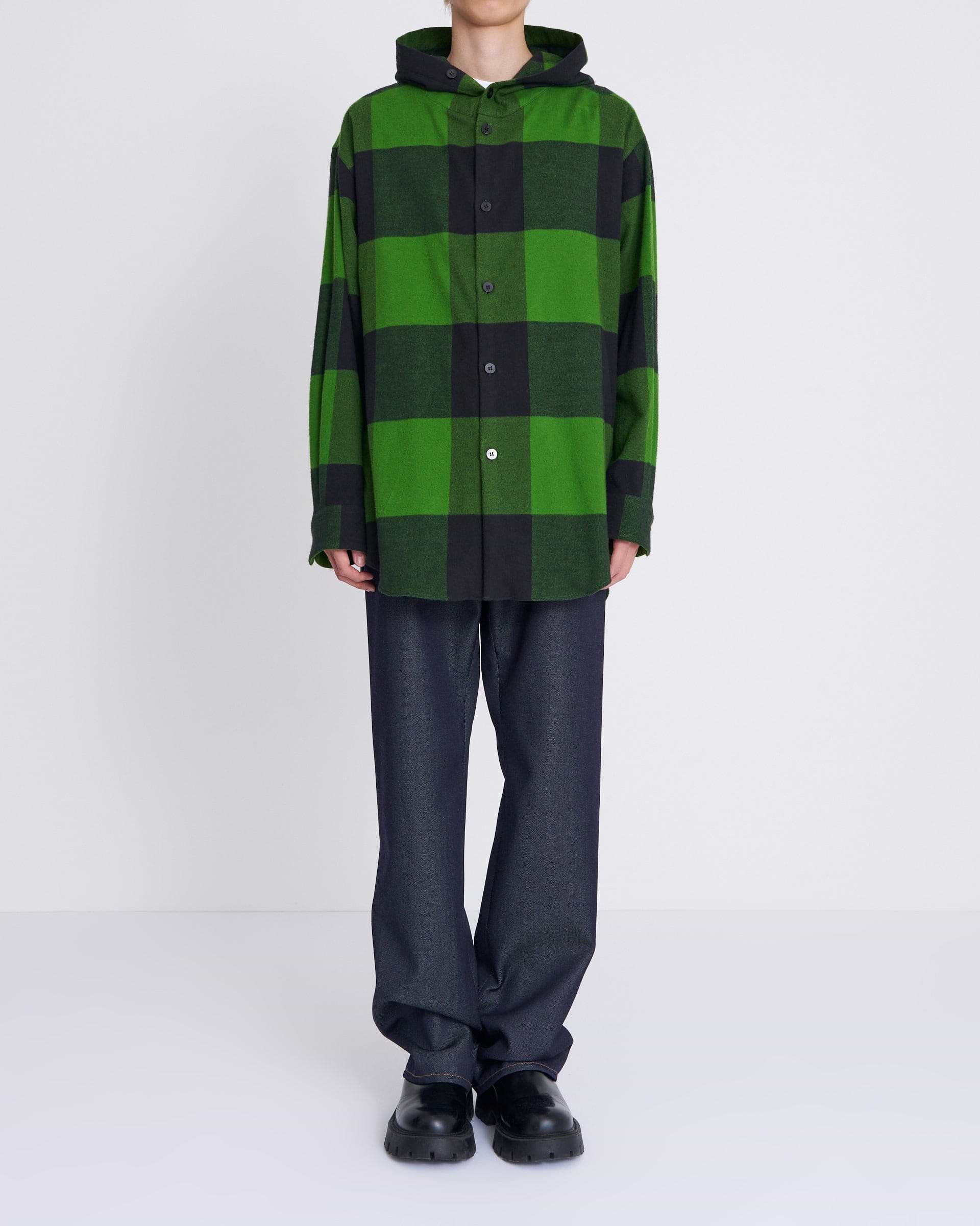 OVERCOAT】フランネルフーディーシャツインコットンフランネル