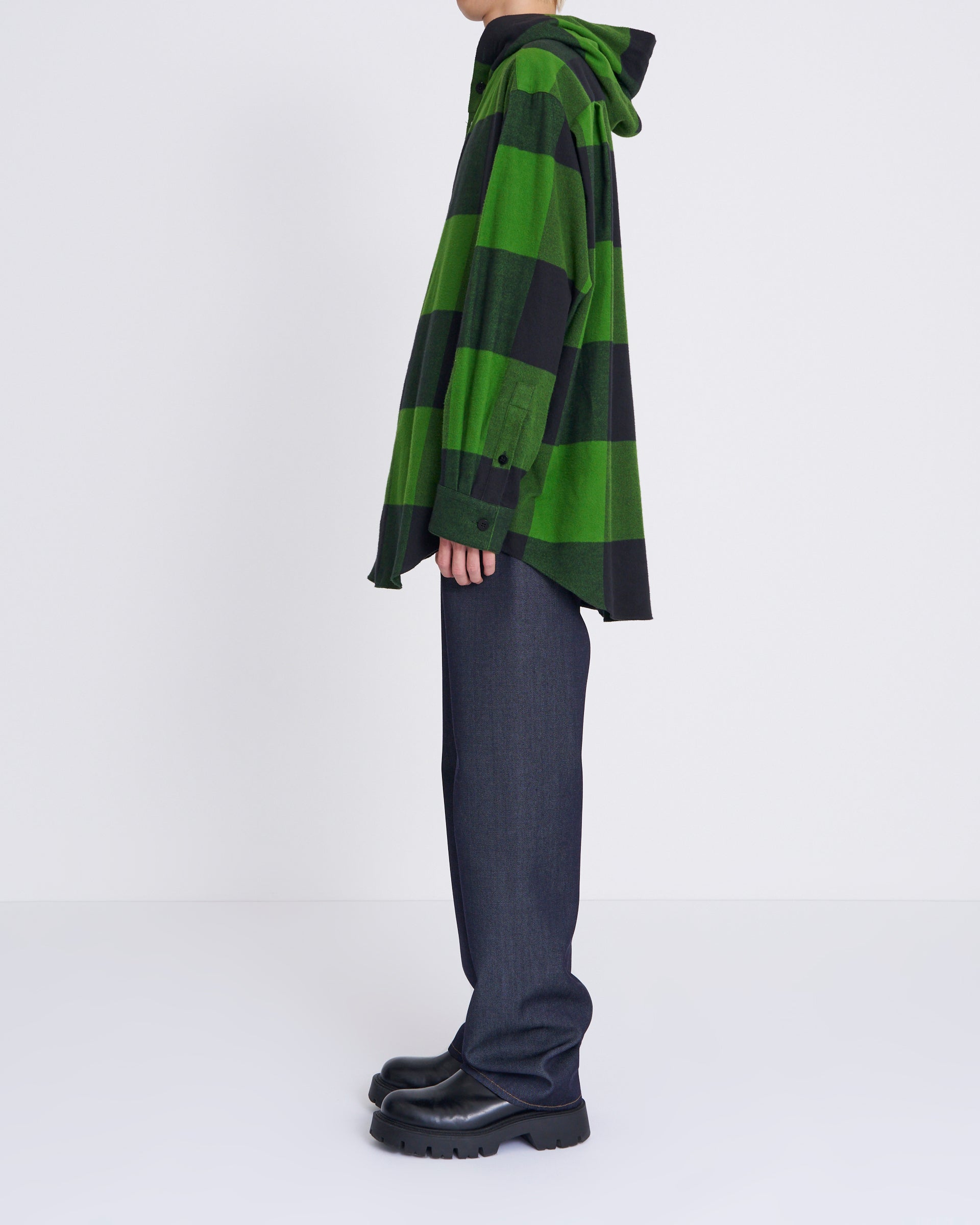 OVERCOAT】フランネルフーディーシャツインコットンフランネル