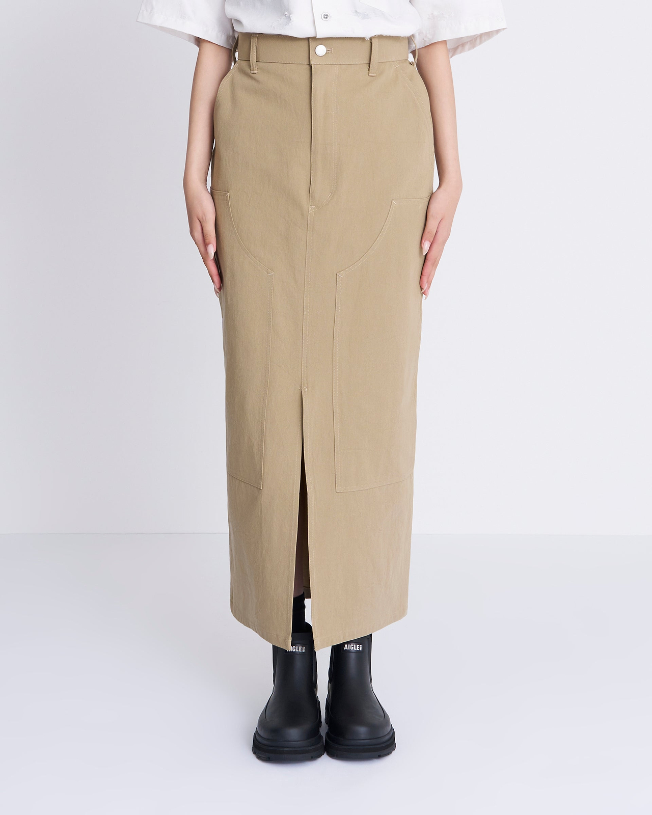 【25SS】コットンチノクロス ダブルニースカート
