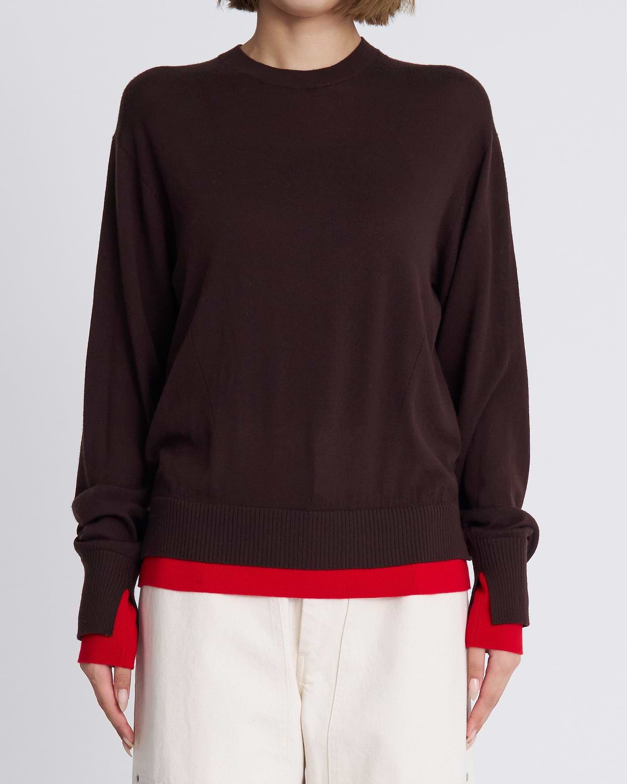 【25AW】バイカラートリムニット