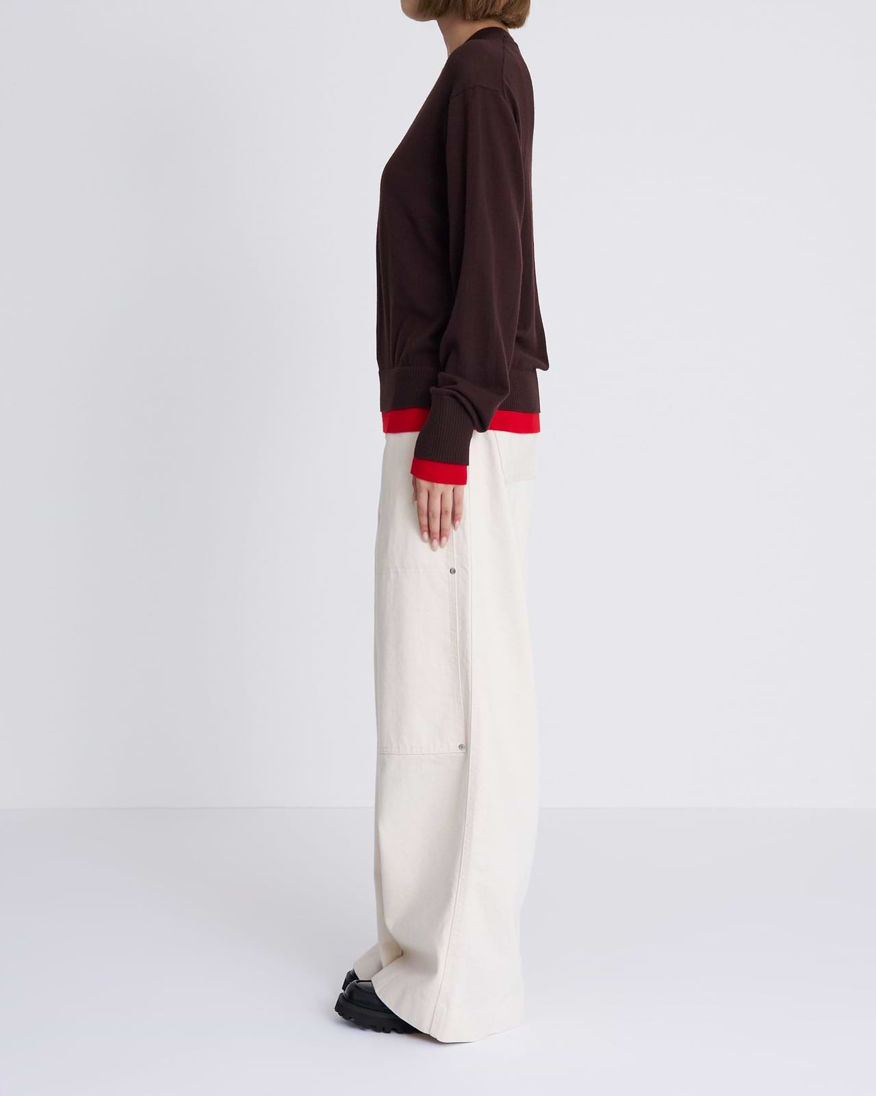 【25AW】バイカラートリムニット