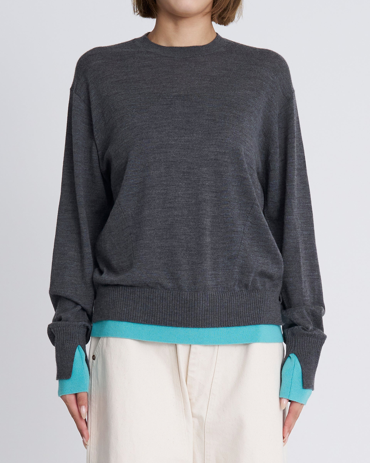 【25AW】バイカラートリムニット