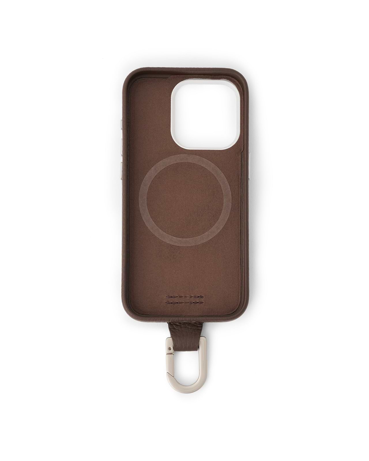カラビナ付iPhoneケース(ダークブラウン)